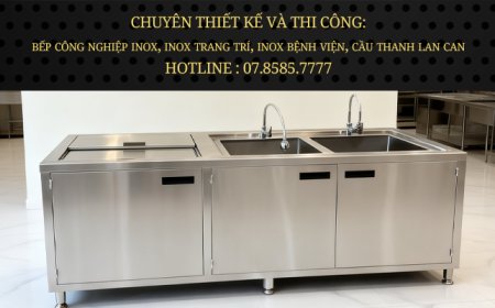 Quầy Bar Có 2 Bồn Rửa Inox 304 QB-08