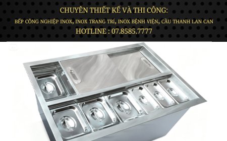 Thùng Đá Inox Âm Bàn Có Khay Topping TDA-05