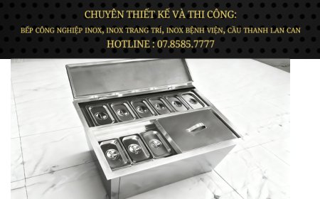 Thùng Đá Inox Âm Bàn Có 9 Khay Topping TDA-03