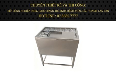 Thùng Đá Inox Khung Chân Có Khay Topping TDCC-02
