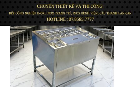Thùng Đá Inox Khung Chân Có Khay Topping TDCC-04
