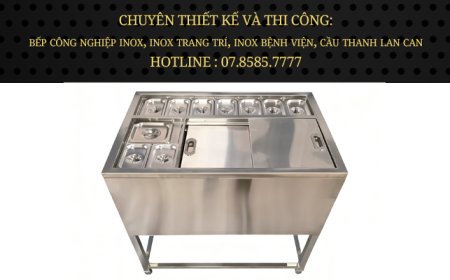 Thùng Đá Inox Khung Chân Có Khay Topping TDCC-12