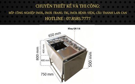 Thùng Đá Inox Khung Chân Có 6 Khay Topping TDCC-17