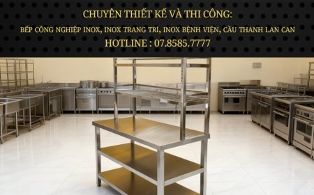 Bàn Inox 3 tầng có kệ trên đan song