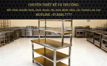Bàn Inox 3 tầng có kệ trên phẳng