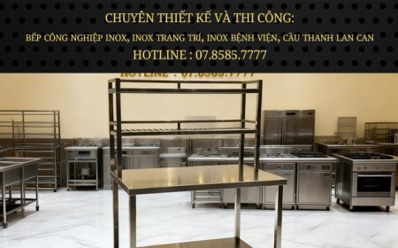 Bàn Inox 2 tầng có kệ trên đan song