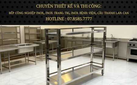 Kệ Inox 3 Tầng Phẳng Có Chân