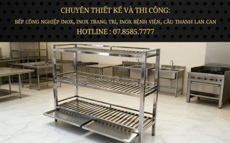 Kệ Inox 3 Tầng Có Khay Hứng Nước Có Chân