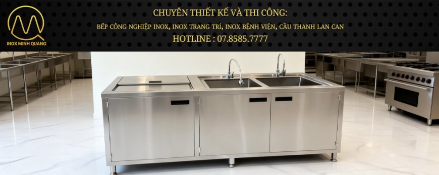 Quầy Bar Có 2 Bồn Rửa Inox 304 QB-08