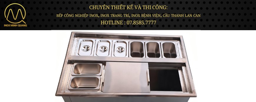 Thùng Đá Inox Âm Bàn Có Khay Topping TDA-09