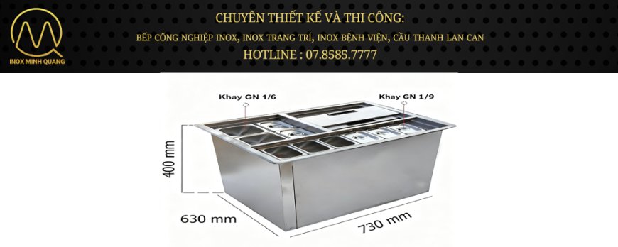 Thùng Đá Inox Âm Bàn Có Khay Topping TDA-08