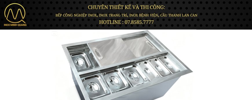 Thùng Đá Inox Âm Bàn Có Khay Topping TDA-05