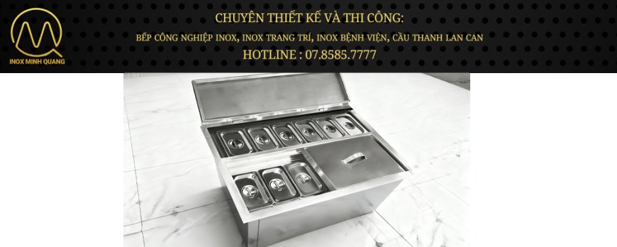 Thùng Đá Inox Âm Bàn Có 9 Khay Topping TDA-03