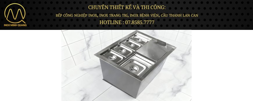 Thùng Đá Inox Âm Bàn Có 5 Khay Topping TDA-02