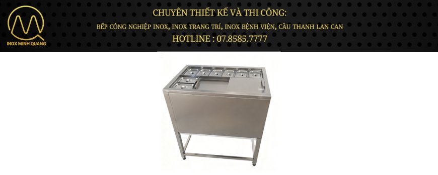 Thùng Đá Inox Khung Chân Có Khay Topping TDCC-02