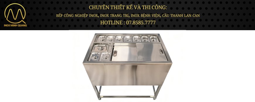 Thùng Đá Inox Khung Chân Có Khay Topping TDCC-12