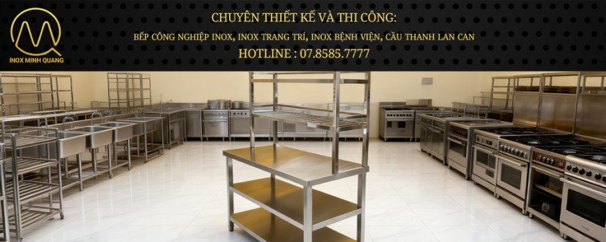 Bàn Inox 3 tầng có kệ trên đan song