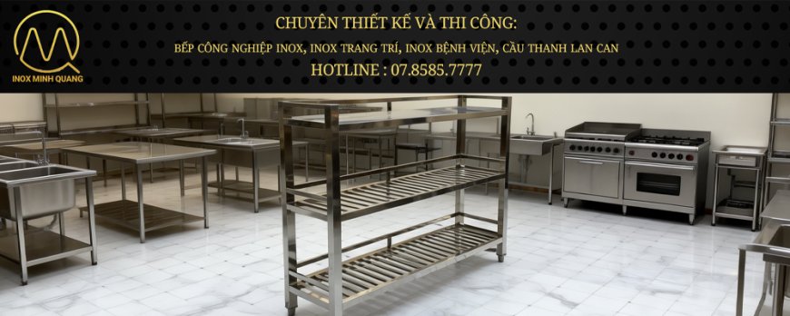 Kệ Inox 3 Tầng – 2 Song - 1 Phẳng Có Chân