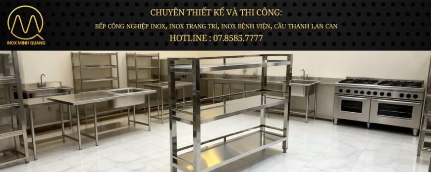 Kệ Inox 3 Tầng Phẳng Có Chân