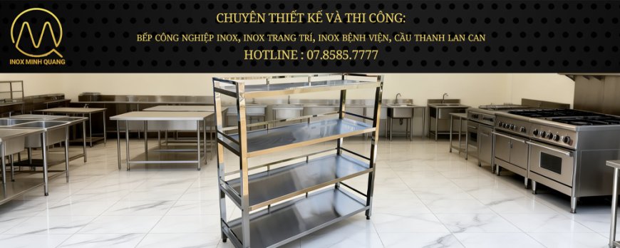 Kệ Inox Phẳng 4 Tầng Có Chân