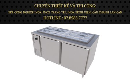 Tủ bàn salad Icymax 2 cánh inox 1500x750 ISR-2S157