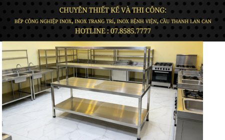 Bàn Inox 2 tầng có kệ tầng giữa bàn phẳng