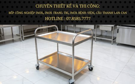 Xe Đẩy Inox 2 Tầng Tay Nắm Tròn Cong