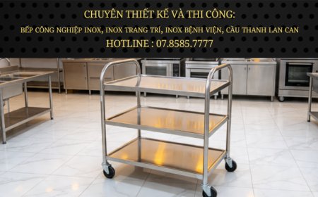 Xe Đẩy Inox 3 Tầng Tay Nắm Tròn Cong
